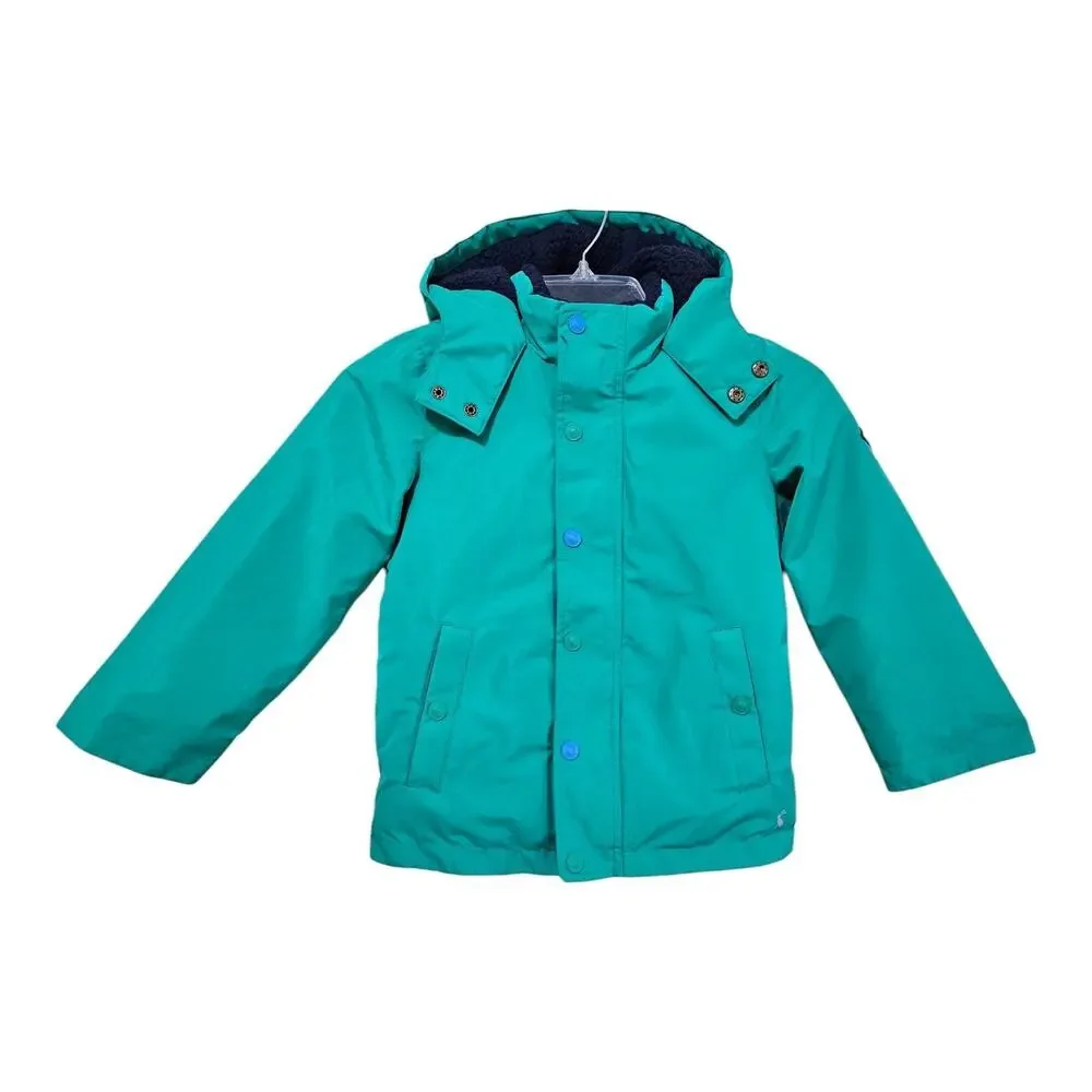 JOULES Boy's Size 6 Yr Morgan Dino Jacket Coat Hood Full Zip & Snap Fleece Lined